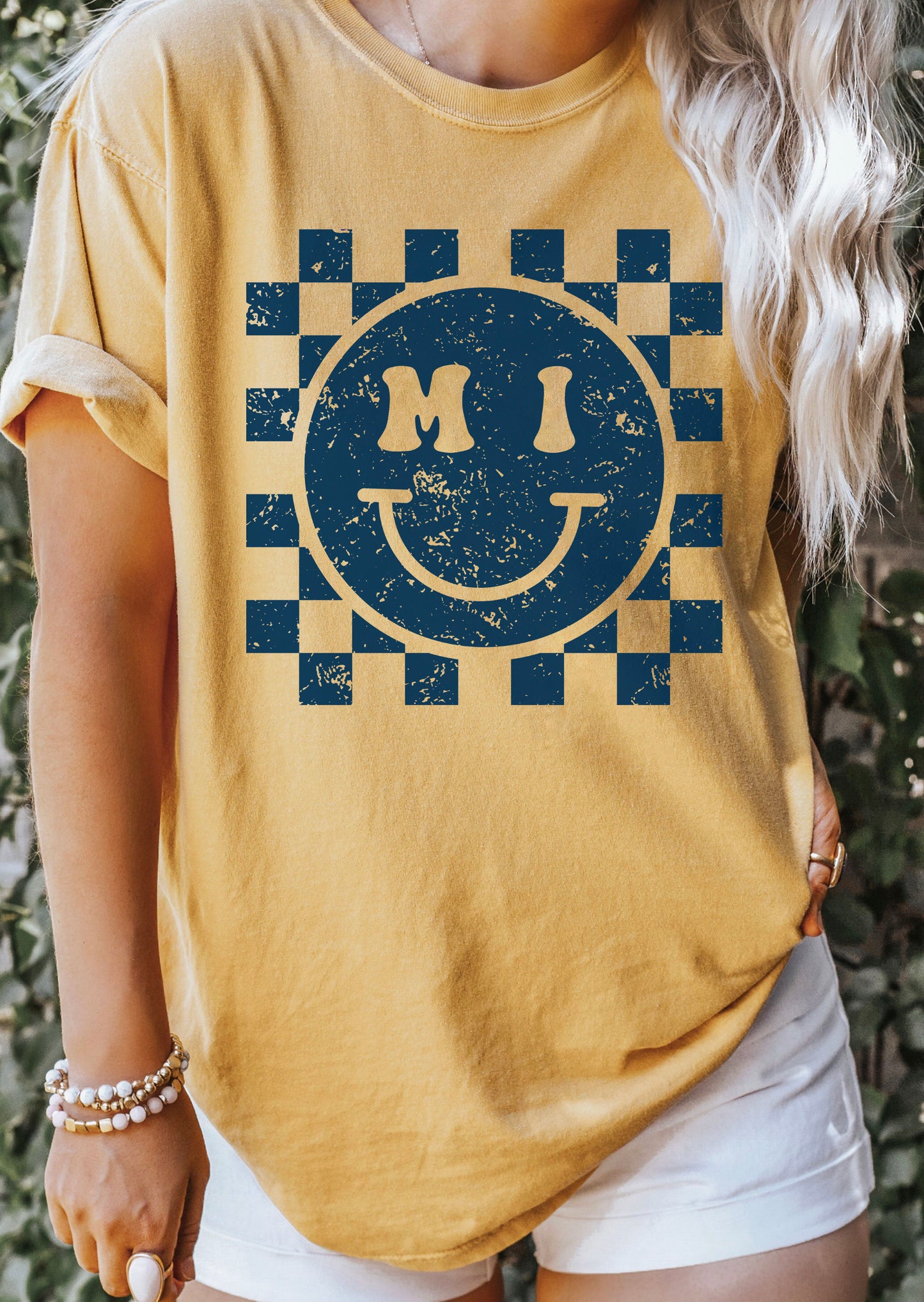 Michigan Checkered Smiley Shirt