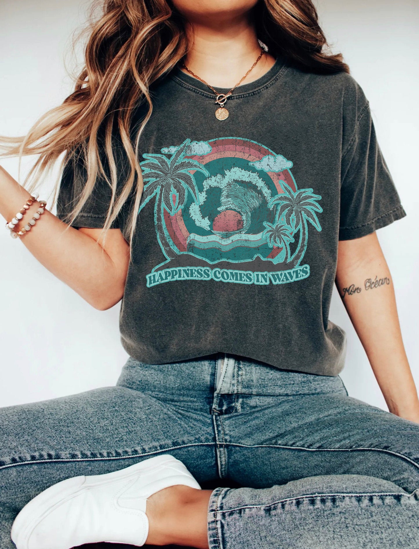 Happiness Comes In Waves Shirt Beach Shirt