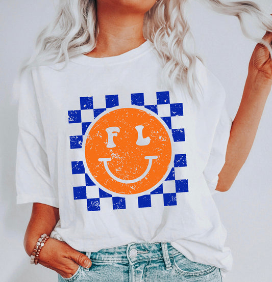 Florida Checkered Smiley Face Shirt