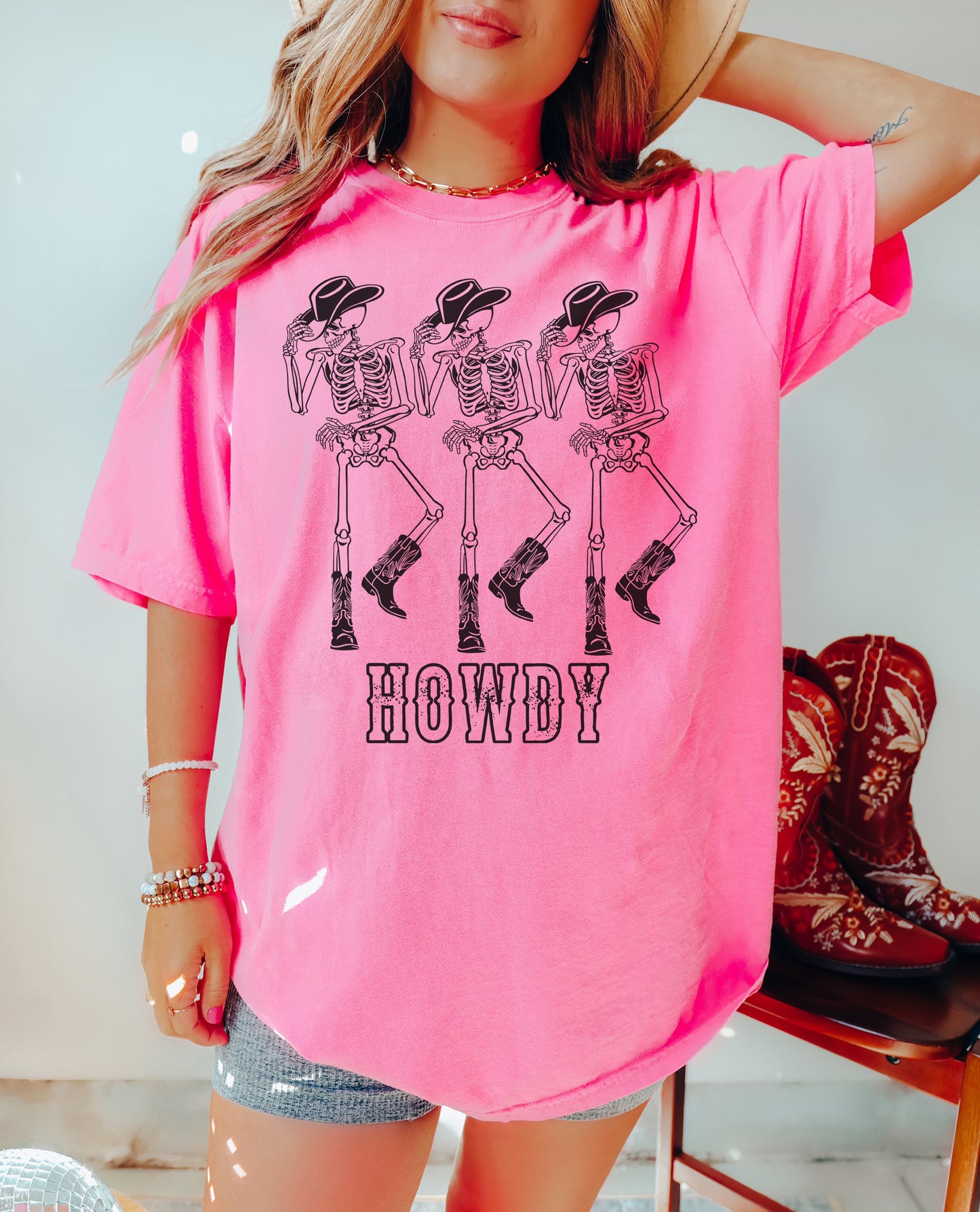 Howdy Cowboy Skeleton Tee