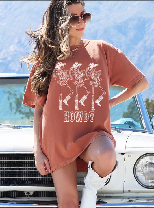 Howdy Cowboy Skeleton Tee