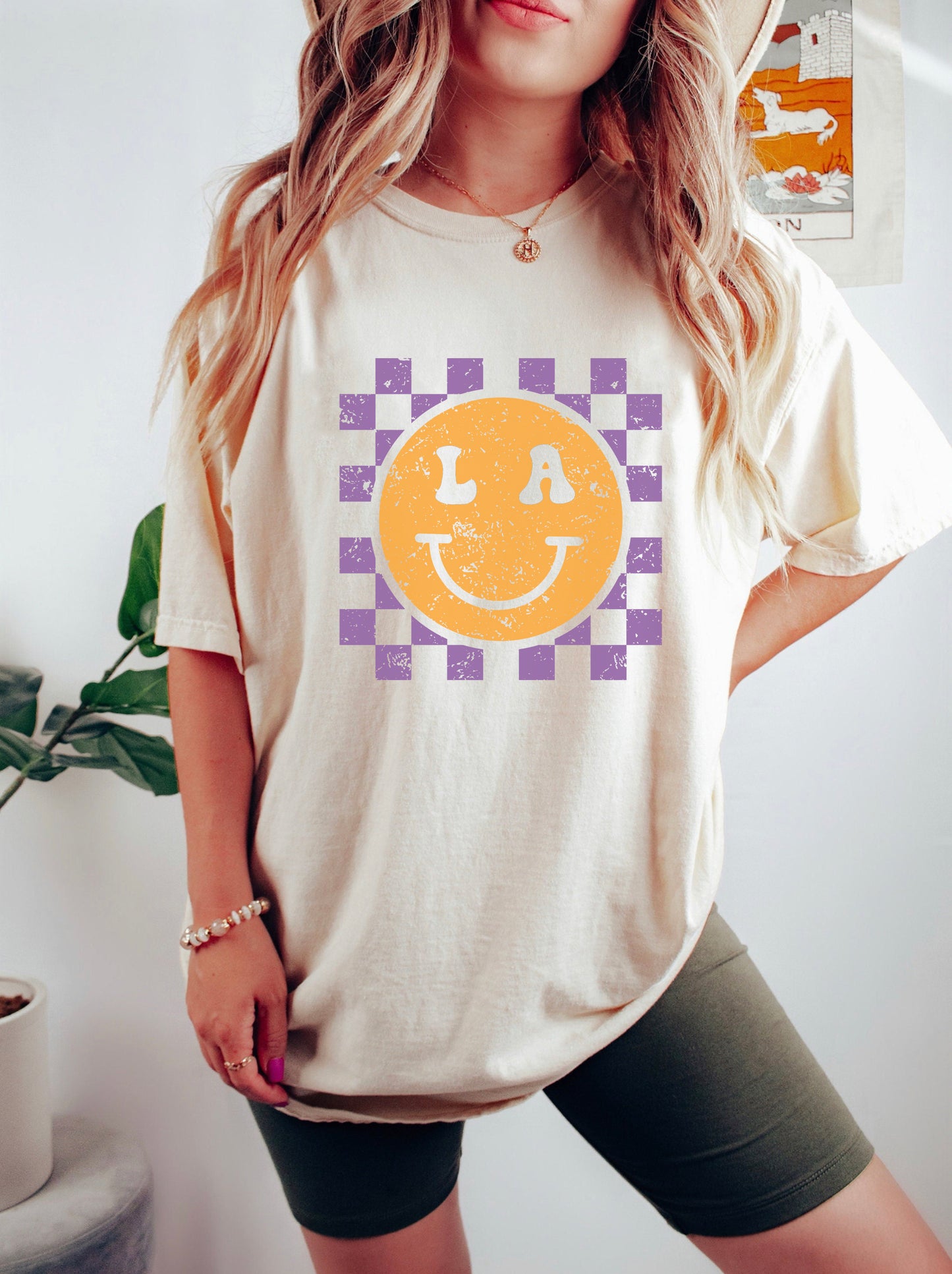 LA Checkered Smiley Face Shirt