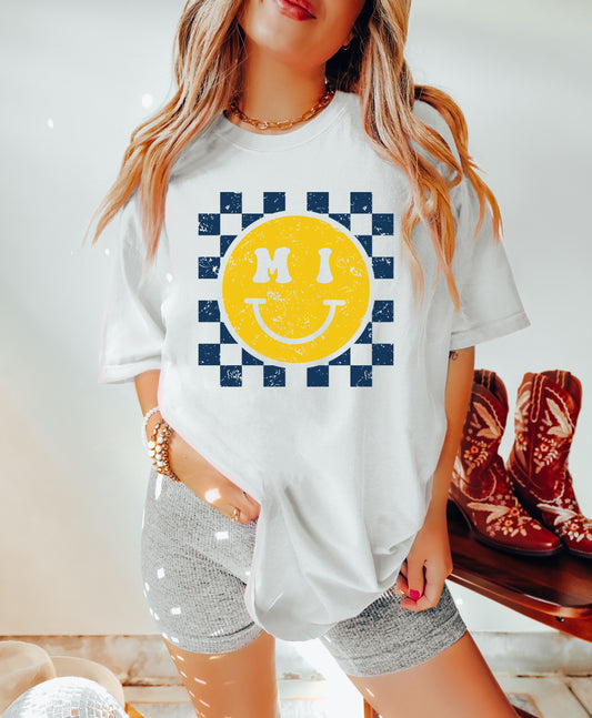 Michigan Checkered Smiley Shirt