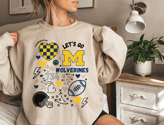 Wolverines Game Day Sweatshirt, Design On Front Only