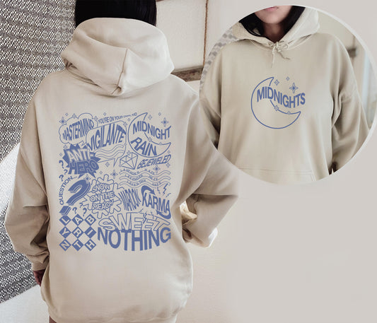 Midnights Album Censored Hoodie, 2 Sided Print