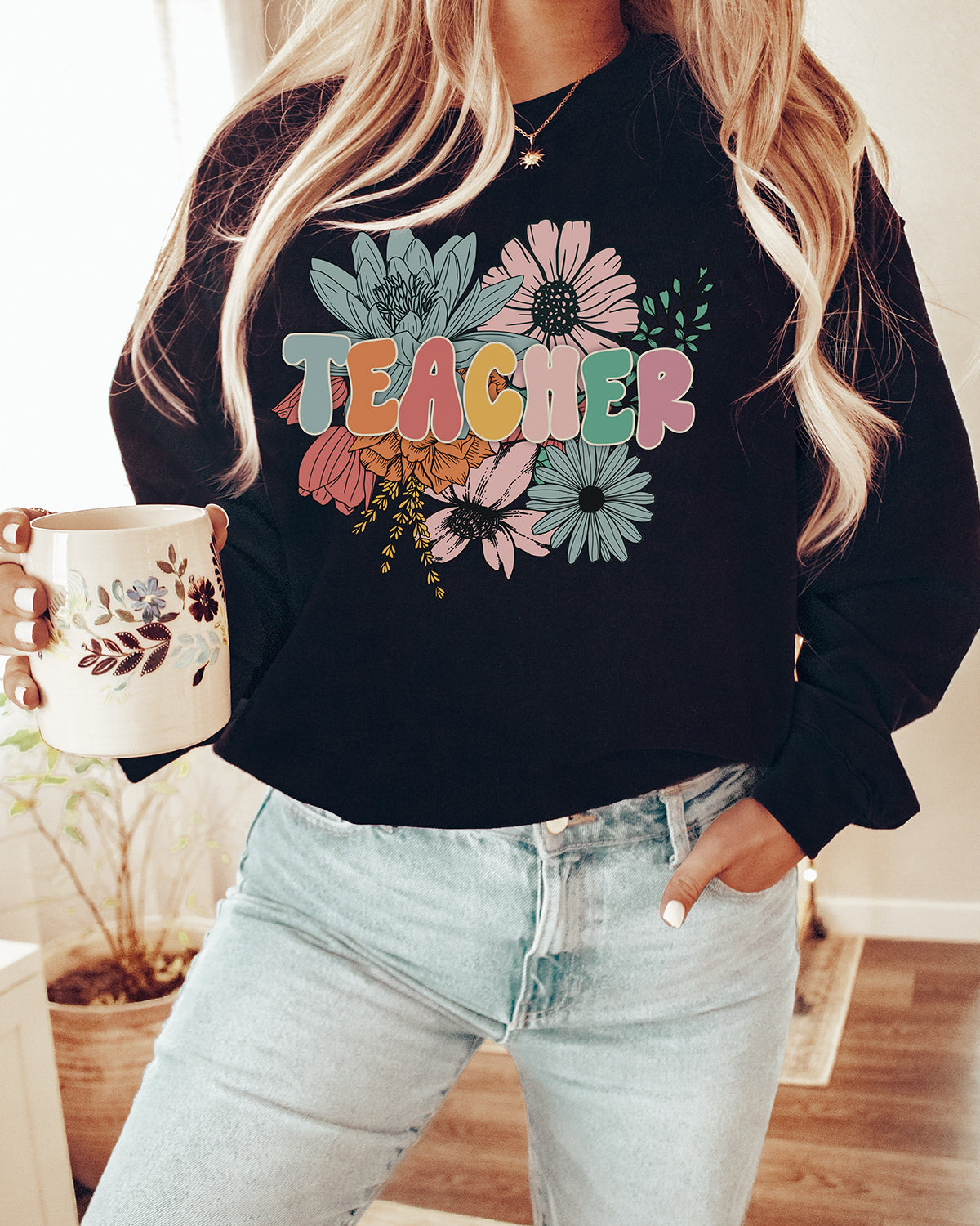 Floral Teacher Sweatshirt