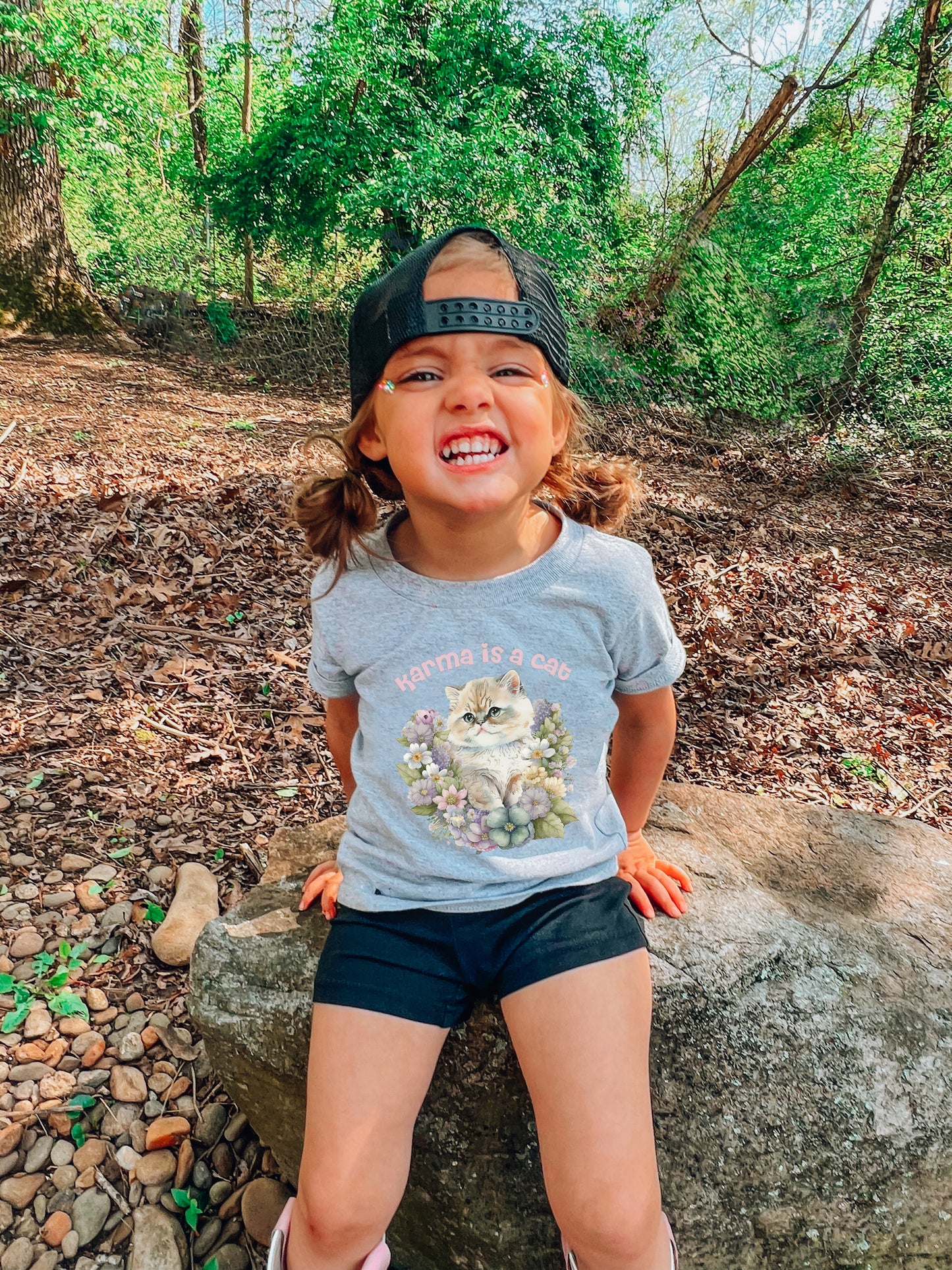 Karma Is A Cat Youth Kids Shirt