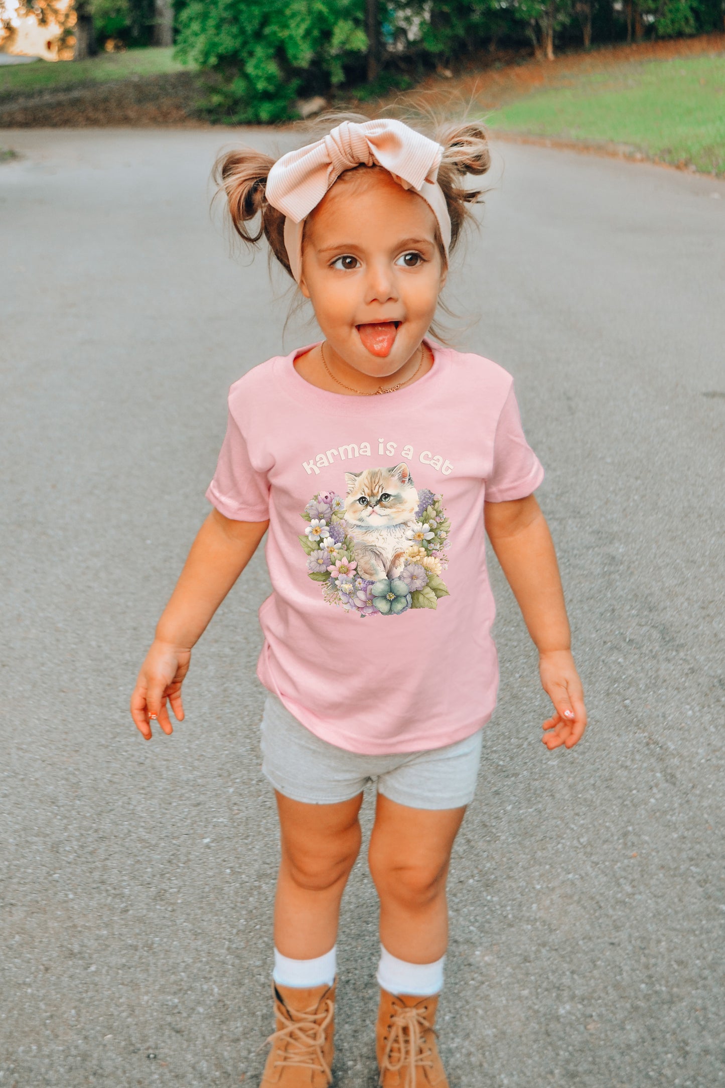 Karma Is A Cat Youth Kids Shirt