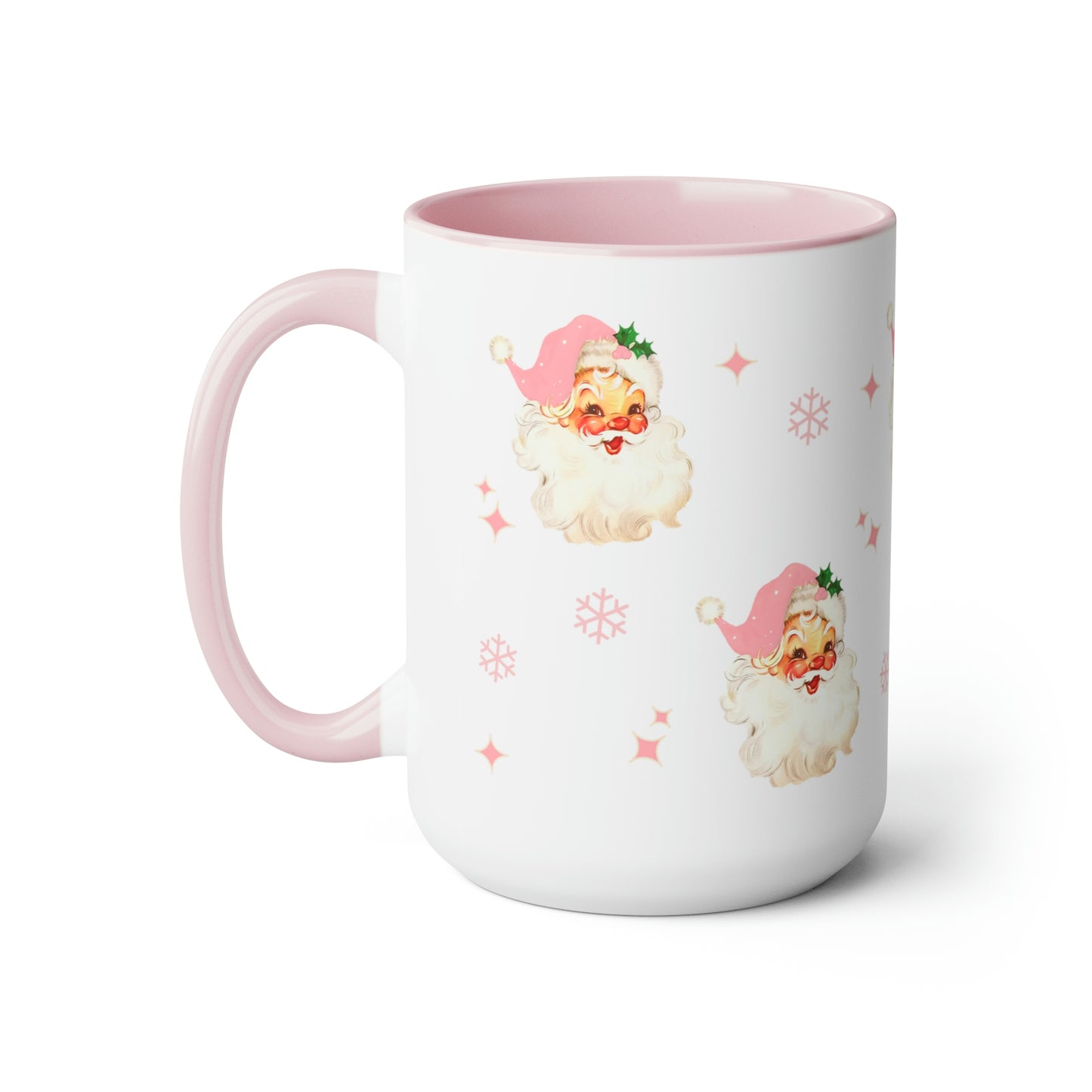 Vintage Pink Santa Christmas Coffee Mug
